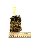 Black and Yellow Owl Stuffed Toy Keychain, Knit Animal Child Toy, Handmade Gift