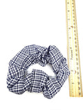 Blue Plaid Hair Scrunchie, Elastic Cotton Fabric Hair Tie