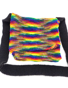 Rainbow Handmade Messenger Bag, Purse, Long Strap Bag, Handcrafted Yarn Bag