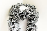 Black and White Animal Print Knit Scarf, Handmade Scarf, Winter Scarf, Long Scarf