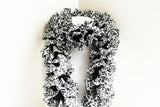 Black and White Animal Print Knit Scarf, Handmade Scarf, Winter Scarf, Long Scarf