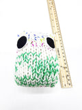 Green and White Owl Stuffed Toy, Knit Animal Child Toy, Handmade Gift