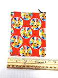 Red Cat Fabric Coin Pouch, Small Bag, Coin Purse, Coin Wallet, Change Purse, Printed Fabric