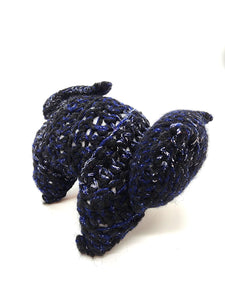 Black and Blue Kitty, Stuffed Animal Cat, Hand Knit Toy Plushie