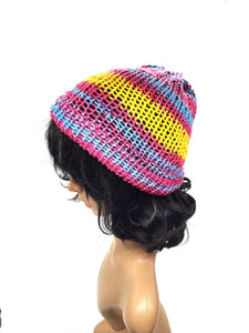 Pan Pride Knit Beanie Hat, Handmade Stretch Beanie, Cozy Hand Knit Hat, Winter Fashion