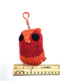 Red and Orange Owl Stuffed Toy Keychain, Knit Animal Child Toy, Handmade Gift