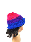 Bisexual Beanie Winter Hat, Hand Knit Hat