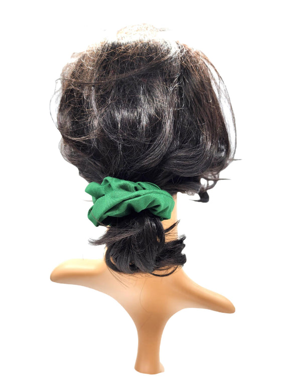 Dark Green Hair Scrunchie, Elastic Cotton Fabric Hair Tie