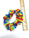 Rainbow Hair Scrunchie, Elastic Cotton Fabric Hair Tie