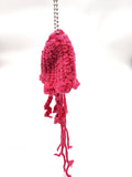 Pink Jellyfish Toy Keychain, Knit Animal Child Toy, Handmade Gift