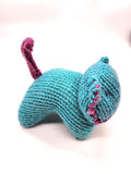 Blue and Purple Kitty, Stuffed Animal Cat, Hand Knit Toy Plushie