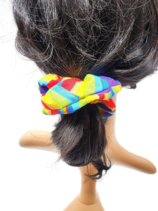 Rainbow Hair Scrunchie, Elastic Cotton Fabric Hair Tie