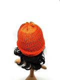 Orange Beanie Winter Hat, Hand Knit Hat