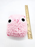 Pink Fluffy Owl Stuffed Toy, Knit Animal Child Toy, Handmade Gift