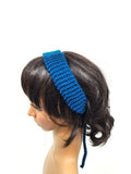 Teal Sparkle Headband, Hand Knit Hair Accessory