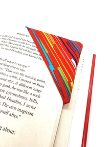 Red Stripes Fabric Corner Bookmark, Cup Coaster, Book Corner Marker