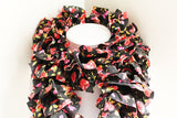 Black with Red Roses Handmade Scarf, Winter Scarf, Long Scarf