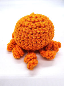 Orange Octopus, Stuffed Animal Creature, Hand Crochet Toy Plushie