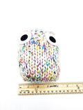 Colorful White Owl Stuffed Toy, Knit Animal Child Toy, Handmade Gift