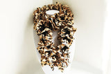 Black and Tan Animal Print Knit Ruffle Scarf, Handmade Scarf, Winter Scarf, Long Scarf