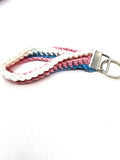 Transgender Pride Key Fob Wristlet, Crochet Keychain, Acrylic Yarn Bracelet