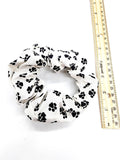 White Paw Print Hair Scrunchie, Elastic Cotton Fabric Hair Tie