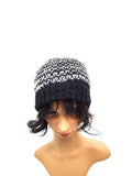 Black and White Knit Beanie Hat, Winter Hat, Knitted Hat