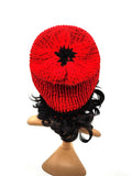 Red and Black Knit Beanie Hat, Handmade Stretch Beanie, Cozy Hand Knit Hat, Winter Fashion