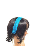Blue and White Tie Headband, Handmade Hair Accessories, Hand Knit