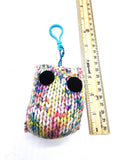 Rainbow Owl Stuffed Toy Keychain, Knit Animal Child Toy, Handmade Gift