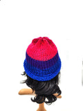 Bisexual Beanie Winter Hat, Hand Knit Hat