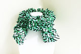 Black and Mint Ruffle Knit Scarf, Handmade Scarf, Winter Scarf, Long Scarf