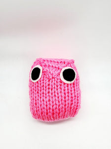 Pink Owl Stuffed Toy, Knit Animal Child Toy, Handmade Gift