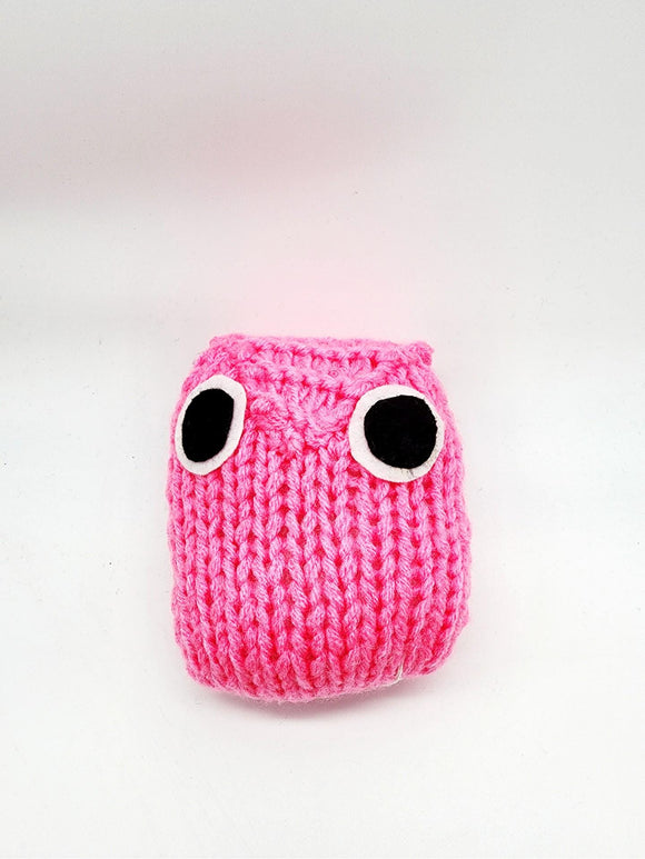 Pink Owl Stuffed Toy, Knit Animal Child Toy, Handmade Gift