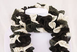 Black and White Ruffle Scarf, Handmade Scarf, Winter Scarf, Long Scarf