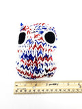 Red White Blue Owl Stuffed Toy, Knit Animal Child Toy, Handmade Gift