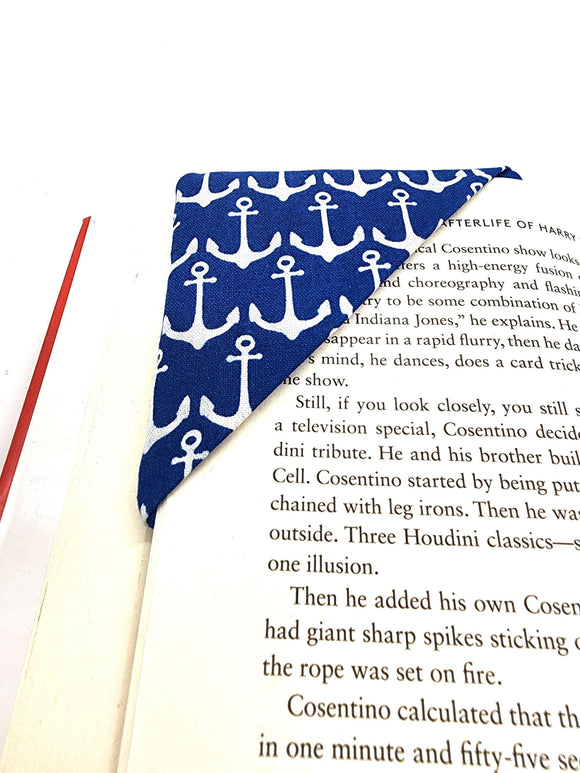 Blue Anchor Fabric Corner Bookmark, Cup Coaster, Book Corner Marker