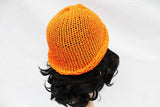 Orange Knit Beanie Hat, Handmade Hat, Stretch Beanie, Hand Knit Hat