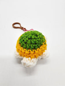 Green and Yellow Turtle Keychain, Stuffed Animal, Hand Crochet Toy Plushie