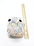 Colorful White Owl Stuffed Toy, Knit Animal Child Toy, Handmade Gift