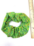 Green Dot Hair Scrunchie, Elastic Cotton Fabric Hair Tie