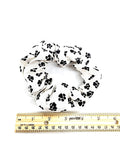 White Paw Print Hair Scrunchie, Elastic Cotton Fabric Hair Tie