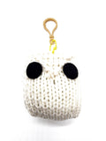 White Owl Stuffed Toy Keychain, Knit Animal Child Toy, Handmade Gift