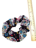 Sugar Skulls Hair Scrunchie, Elastic Cotton Fabric Hair Tie