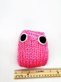 Pink Owl Stuffed Toy, Knit Animal Child Toy, Handmade Gift