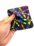 Crayon Fabric Corner Bookmark, Cup Coaster, Book Corner Marker