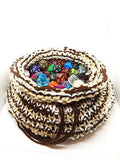 Brown Tan White Large Dice Bag, Drawstring Bag, DND, Tabletop Games, Large Dice Bag, Dice Pouch