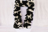 Black and White Ruffle Scarf, Handmade Scarf, Winter Scarf, Long Scarf