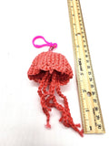 Pink Sparkle Jellyfish Toy Keychain, Knit Animal Child Toy, Handmade Gift