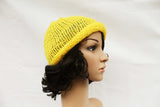 Yellow Knit Beanie Hat, Handmade Stretch Beanie, Cozy Hand Knit Hat, Winter Fashion